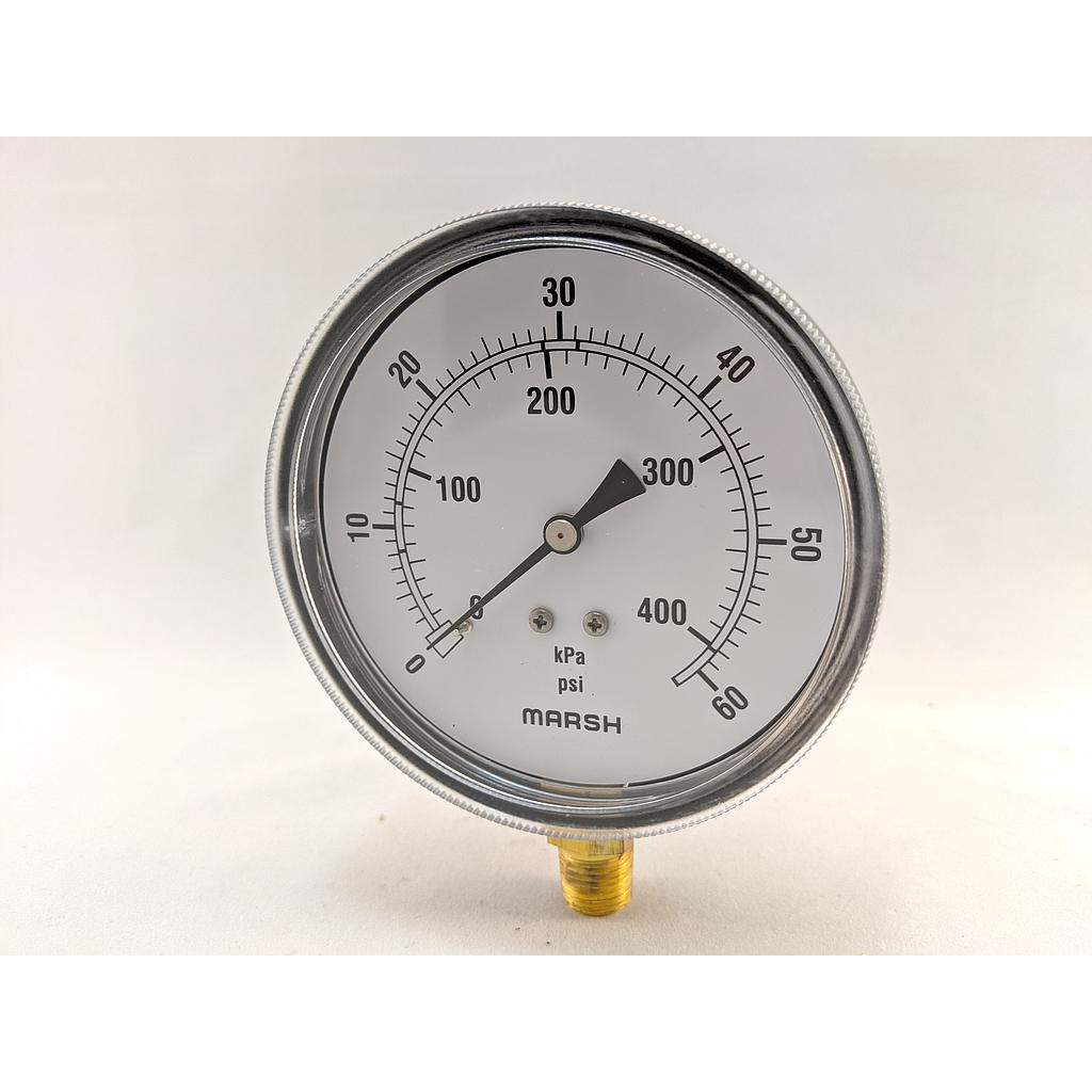 PRESSURE GAUGE 0-60 PSI 3.5" 1/4"BOTTOM CONNECT 2% ACCURACY