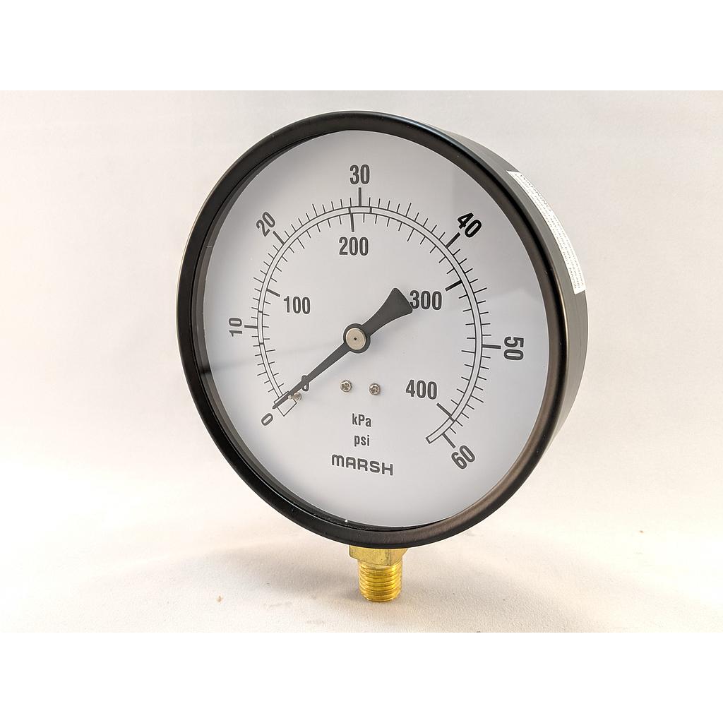 PRESSURE GAUGE 0-60 PSI 4.5" 1/4"BOTTOM CONNECT 2% ACCURACY