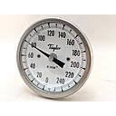 BI-METAL THERMOMETER, 3" BACK CONNECTED, 0/250F, 6"STEM, 1/2"NPT