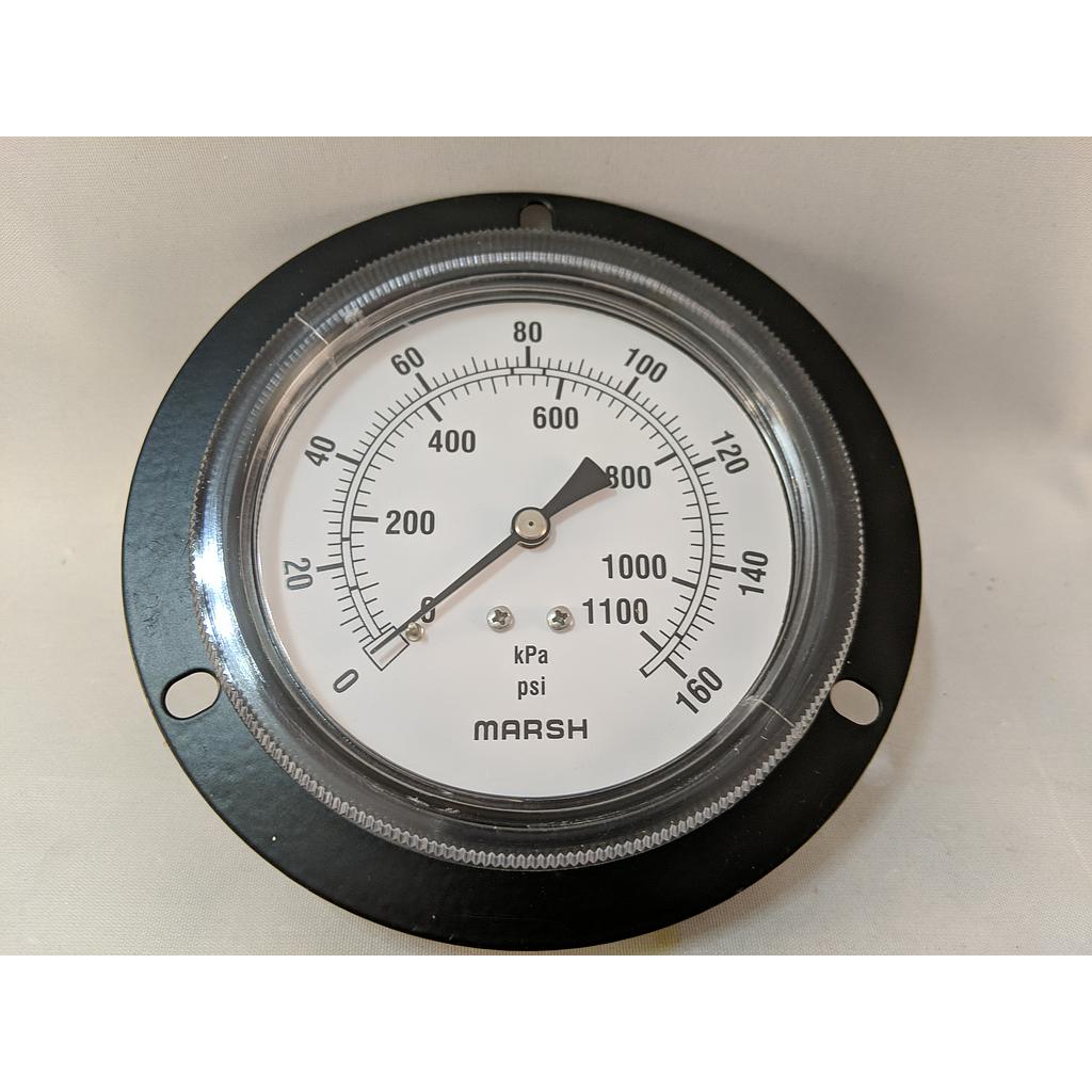 PRESSURE GAUGE 0-160PSI 3.5", FRONT FLANGE CASE 1/4"NPT CBM