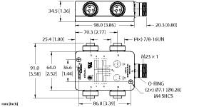 Turck Actuator and Sensor Junction Box, 7/8 minifast I/O Ports, " (4 RKF 30-CS12)
