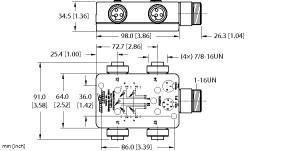 Turck Actuator and Sensor Junction Box, 4 Port (4 RKF 30-X5-RSF70)