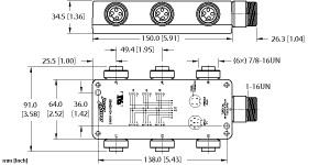 Turck Actuator and Sensor Junction Box, 7/8 minifast I/O Ports, " (6 RKF 40-RSF80)