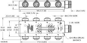 Turck Actuator and Sensor Junction Box, 7/8 minifast I/O Ports, " (8 RKF 30-X9-RSF120)