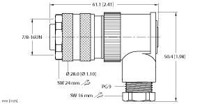 Turck Actuator and Sensor Field Wireable, 7/8 Connection, " (B 4241-0/9)