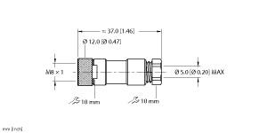 Turck Actuator and Sensor Field Wireable, M8 × 1 Female Connector, Straight (B 5131-0)