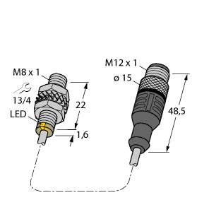 Turck Inductive Sensor, With Increased Switching Distance (BI2-EG08K-AG41X-0.2-RS4.2T)