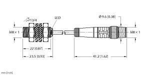 Turck Inductive Sensor, With Increased Switching Distance (BI2-EG08K-RP6X-0.3-PSG3M)