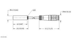 Turck Inductive Sensor, With Increased Switching Distance (BI2-EH6.5K-AP6X-0.2-PSG3)