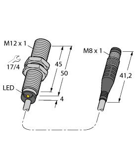 Turck Inductive Sensor, With Increased Switching Distance (BI4-M12-AP6X-0.2-PSG3M)