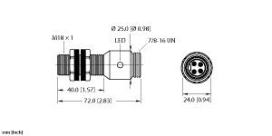 Turck Inductive Sensor, With Increased Temperature Range (BI5-P18-AP6X-B2341/S100)