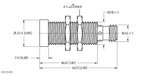 Turck Inductive Sensor, With Extended Switching Distance (BI8U-MT18M-AP6X2-H1141/S1610)