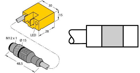 Turck Magnetic Field Sensor, For Pneumatic Cylinders (BIM-AKT-AD4X-0.2-RSV4.2T W/KLA1)