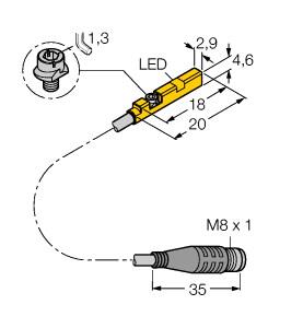 Turck Magnetic Field Sensor, For Pneumatic Cylinders (BIM-UNR-AN6X-0.3-PSG3S W/M)