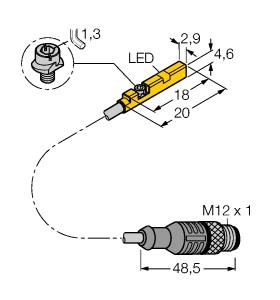 Turck Magnetic Field Sensor, For Pneumatic Cylinders (BIM-UNR-AN6X-0.3-RS4 W/M)