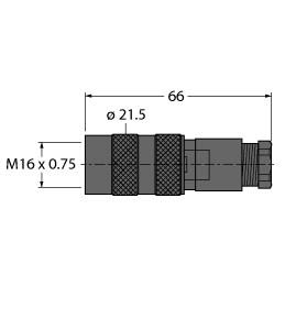 Turck Actuator and Sensor Field Wireable, Field-Wireable Connector, Female M16 × 0.75, straight (BK 19-0)