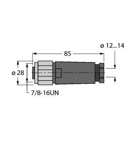 Turck Accessories for Fieldbus Systems, Field-Wireable Connector, 7/8″ Female, Straight (BKV4140-0/16)