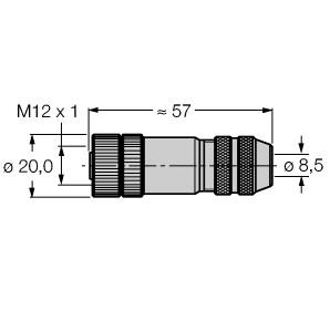 Turck Accessories for Fieldbus Systems, Field-Wireable Connector, Female Connector M12 × 1, Straight (BMWS8151-8.5)