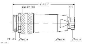 Turck Actuator and Sensor Field Wireable, 7/8 Connection, " (BS 4131-0/13.5)