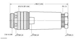 Turck Actuator and Sensor Field Wireable, 7/8 Connection, " (BS 4141-0/13.5)