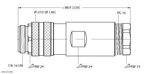 Turck Actuator and Sensor Field Wireable, 7/8 Connection, " (BS 4151-0/16)