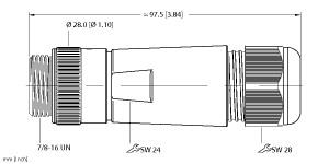 Turck Actuator and Sensor Field Wireable, 7/8 Connection, " (BS 4161-0 8-17MM)