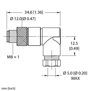 Turck Actuator and Sensor Field Wireable, M8 × 1, Male, Right Angle (BS 5231-0)