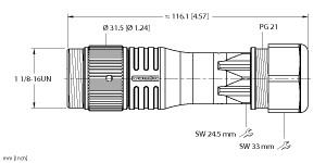 Turck Actuator and Sensor Field Wireable, 7/8 Connection, " (BS 71101-0/21)