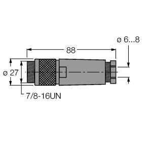 Turck Accessories for Fieldbus Systems, Field-Wireable Connector, 7/8″ Male, Straight (BS4140-0/9)