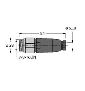 Turck Accessories for Fieldbus Systems, Field-Wireable Connector, 7/8″ Male, Straight (BSV4140-0/9)