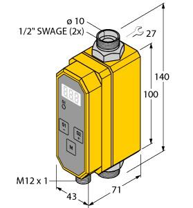 Turck Flow Monitoring, Inline Sensor with Integrated Processor, Relay Output 24 VDC NO (FCI-D10A4P-2ARX-H1160/D205)