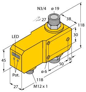Turck Flow Monitoring, Inline Sensor with Integrated Processor (FCI-N3/4D20A4P-AP8X-H1141)