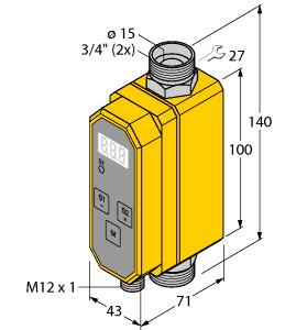 Turck Flow Rate Measurement, Inline Sensor with Integrated Processor (FCMI-3/4D12DYA4P-LIUP8X-H1141)
