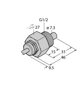 Turck Flow Monitoring, Immersion Sensor without Integrated Processor (FCS-G1/2A4-NA/D100)