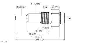 Turck Flow Monitoring, Immersion Sensor without Integrated Processor (FCS-G1/2A4-NAEX/AL065)