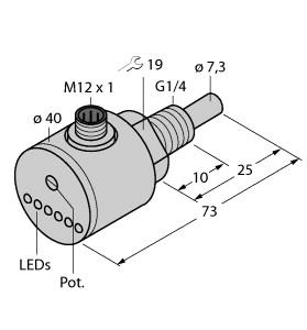 Turck Flow Monitoring, Immersion Sensor with Integrated Processor (FCS-G1/4A4-AP8X-H1141)