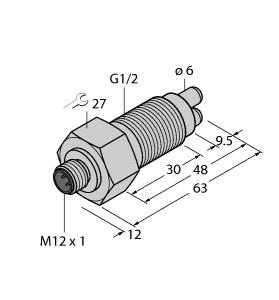 Turck Flow Monitoring, Immersion Sensor without Integrated Processor (FCS-GL1/2A2-NA-H1141/A)