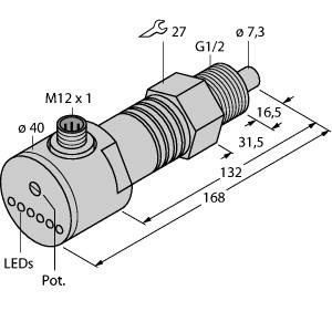 Turck Flow Monitoring, Immersion Sensor with Integrated Processor (FCS-GL1/2A4-AP8X-H1141/D090)