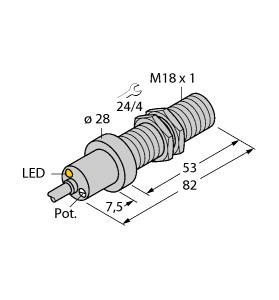 Turck Flow Monitoring, Immersion Sensor with Integrated Processor (FCS-M18-AP8X/DO45)
