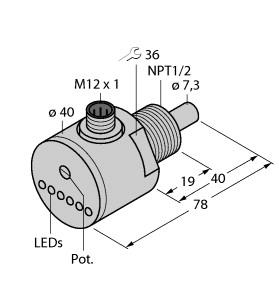 Turck Flow Monitoring, Immersion Sensor with Integrated Processor (FCS-N1/2A4-AN8X-H1141)