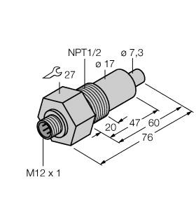 Turck Flow Monitoring, Immersion Sensor without Integrated Processor (FCS-N1/2A4-NA-H1141-L060)