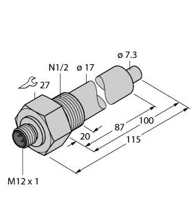 Turck Flow Monitoring, Immersion Sensor without Integrated Processor (FCS-N1/2A4-NA-H1141/L100)