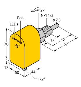 Turck Flow Monitoring, Immersion Sensor with Integrated Processor (FCS-N1/2A4P-ARX-B3141/115VAC)