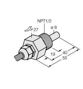Turck Flow Monitoring, Immersion Sensor without Integrated Processor (FCS-N1/2T-NA)
