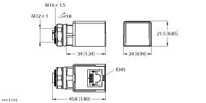 Turck Accessories for Fieldbus Systems, Wall/panel feed-through (FKSDD RJ45SF 44)