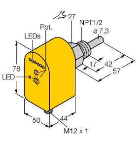 Turck Flow Monitoring, Immersion Sensor with Integrated Processor (FTCS-N1/2A4P-2AP8X-H1140)