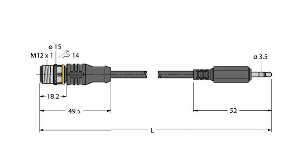 Turck Accessories, IO-Link Communication Line, Extension Cable (IOL-COM/3M)