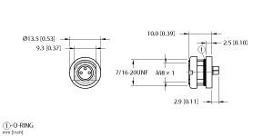 Turck Actuator and Sensor Receptacle, Rear Mount, Solder cups (MFKS 3F)