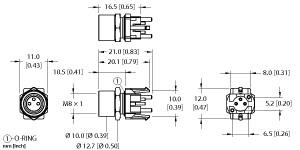 Turck Actuator and Sensor Receptacle, Rear Mount, PCB Pins (MFKSH 3F-PCB)