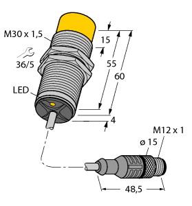 Turck Inductive Sensor, With Increased Switching Distance (NI20-M30-VP4X-2-RS4.4T)